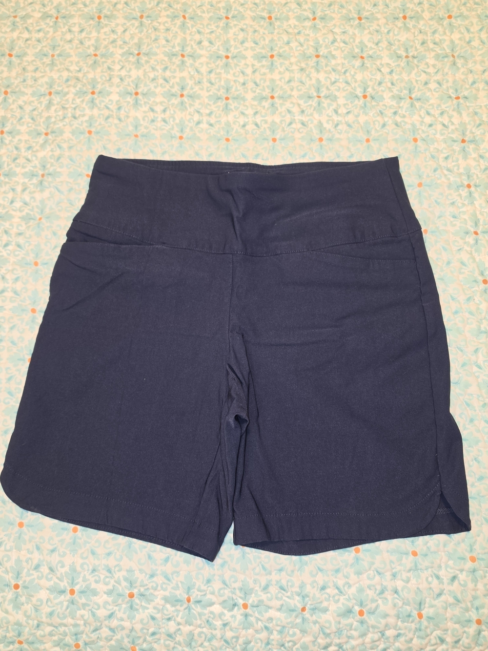 Lady Hagen Navy Athletic Bermuda Shorts with Wide Waistband